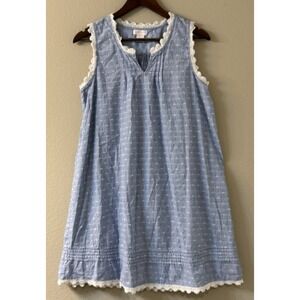 Shabby Chic Nightgown Women's M Blue White Sleeveless Crochet Lace Cottagecore